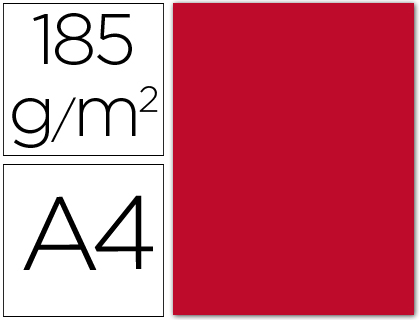50h. cartulina Guarro A4 185g/m² rojo